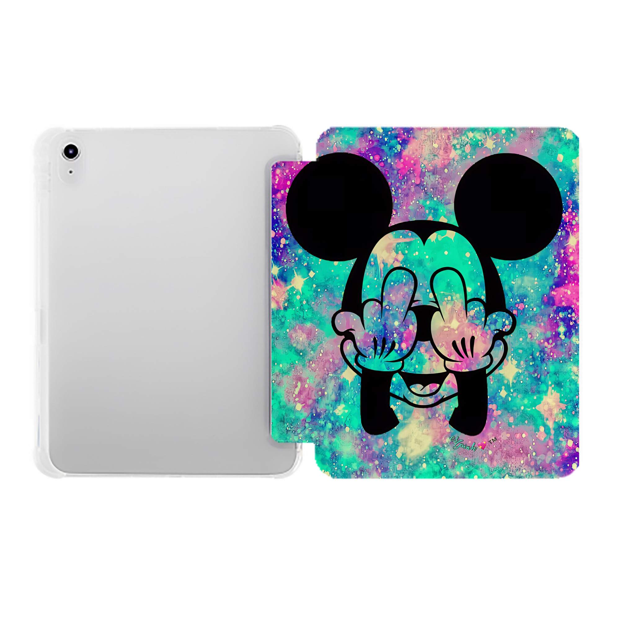 （画像用） ミッキーマウス Mickey Mouse IPad ケース ペン収納付き 三つ折りスタンド PUレザー×シリコン 対応機種9.5/10.5/10.9インチ